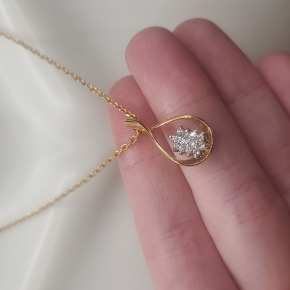 Avon N3216 crystal solitaire eternity drop necklace - Picture 2 of 2